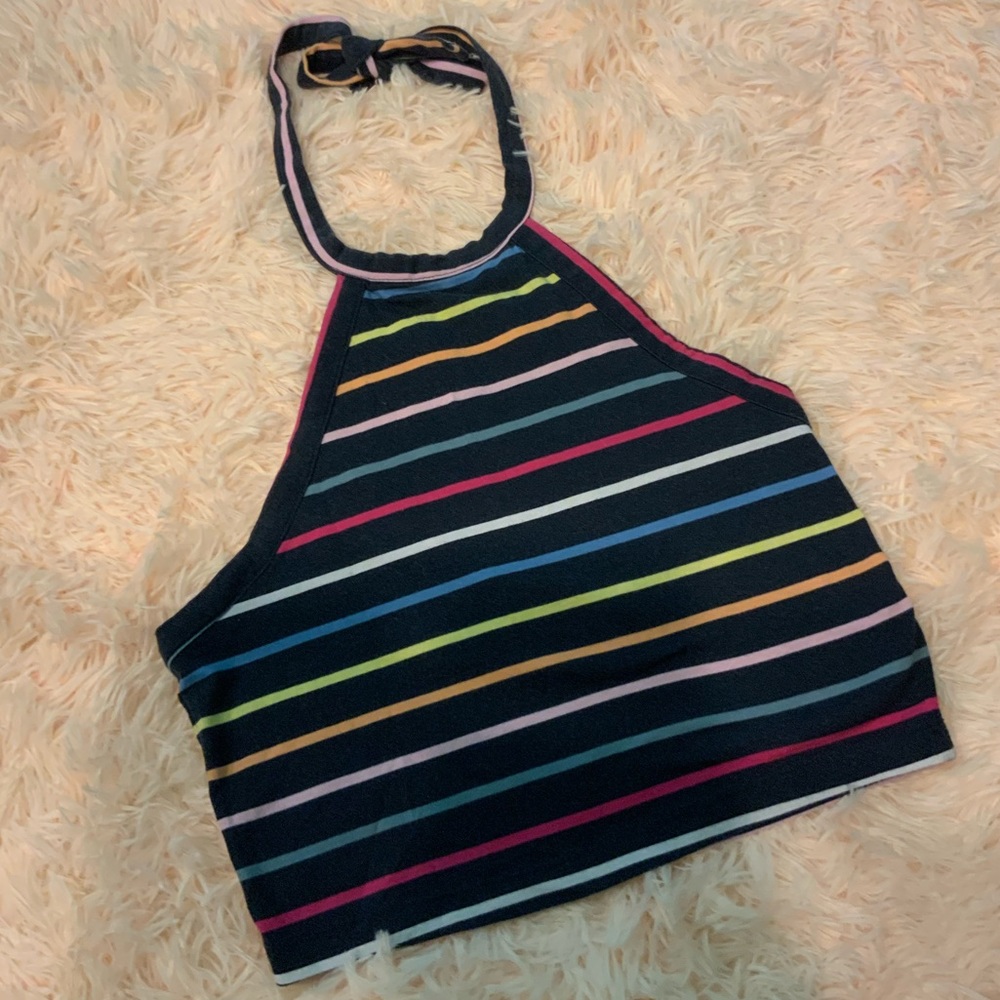 Me to We Multi Colored Halter Crop Top